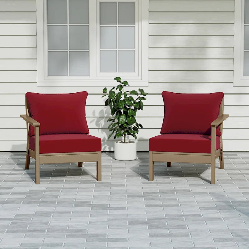 Polytrends Birchwood, Divanetto a Due Posti da Esterno in HDPE per Tutte le Stagioni, Effetto Legno Invecchiato (2 Pezzi)