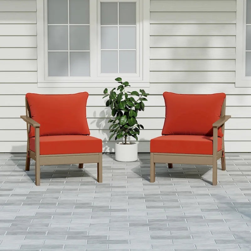 Polytrends Birchwood, Divanetto a Due Posti da Esterno in HDPE per Tutte le Stagioni, Effetto Legno Invecchiato (2 Pezzi)