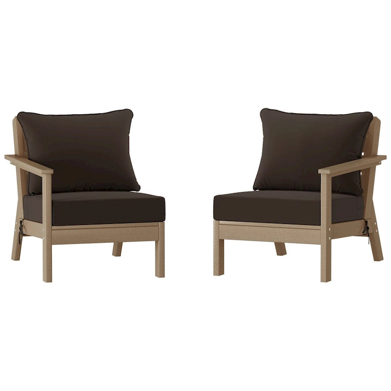 Polytrends Birchwood, Divanetto a Due Posti da Esterno in HDPE per Tutte le Stagioni, Effetto Legno Invecchiato (2 Pezzi)