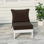 Polytrends Birchwood All Weather HDPE Outdoor Patio Deep Seating White Armless Chair With Cushions (1-Piece)