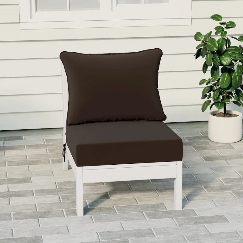 Polytrends Birchwood Sedia da Esterno Senza Braccioli in HDPE Per Tutte le Stagioni, Colore Bianco, Con Cuscini (1 Pezzo)