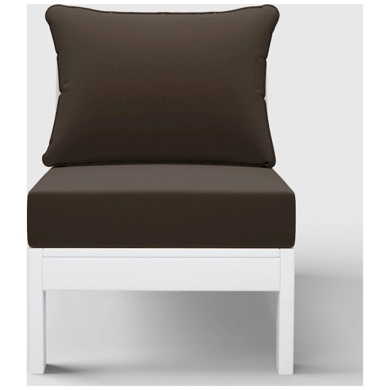 Polytrends Birchwood Sedia da Esterno Senza Braccioli in HDPE Per Tutte le Stagioni, Colore Bianco, Con Cuscini (1 Pezzo)
