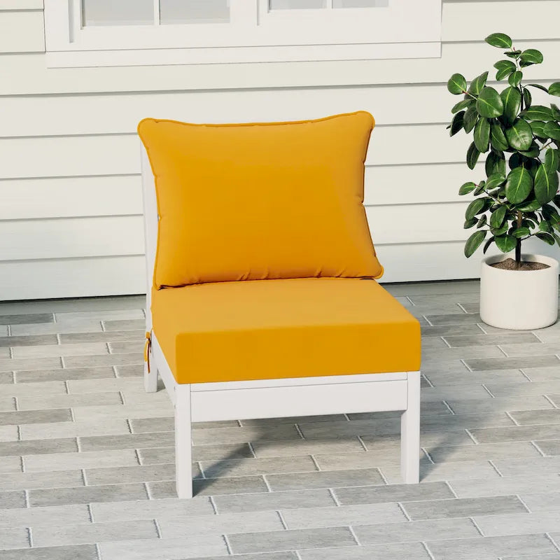 Polytrends Birchwood Sedia da Esterno Senza Braccioli in HDPE Per Tutte le Stagioni, Colore Bianco, Con Cuscini (1 Pezzo)