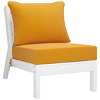 Polytrends Birchwood Sedia da Esterno Senza Braccioli in HDPE Per Tutte le Stagioni, Colore Bianco, Con Cuscini (1 Pezzo)