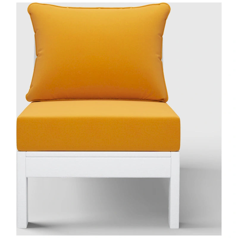 Polytrends Birchwood Sedia da Esterno Senza Braccioli in HDPE Per Tutte le Stagioni, Colore Bianco, Con Cuscini (1 Pezzo)