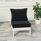 Polytrends Birchwood Sedia da Esterno Senza Braccioli in HDPE Per Tutte le Stagioni, Colore Bianco, Con Cuscini (1 Pezzo)