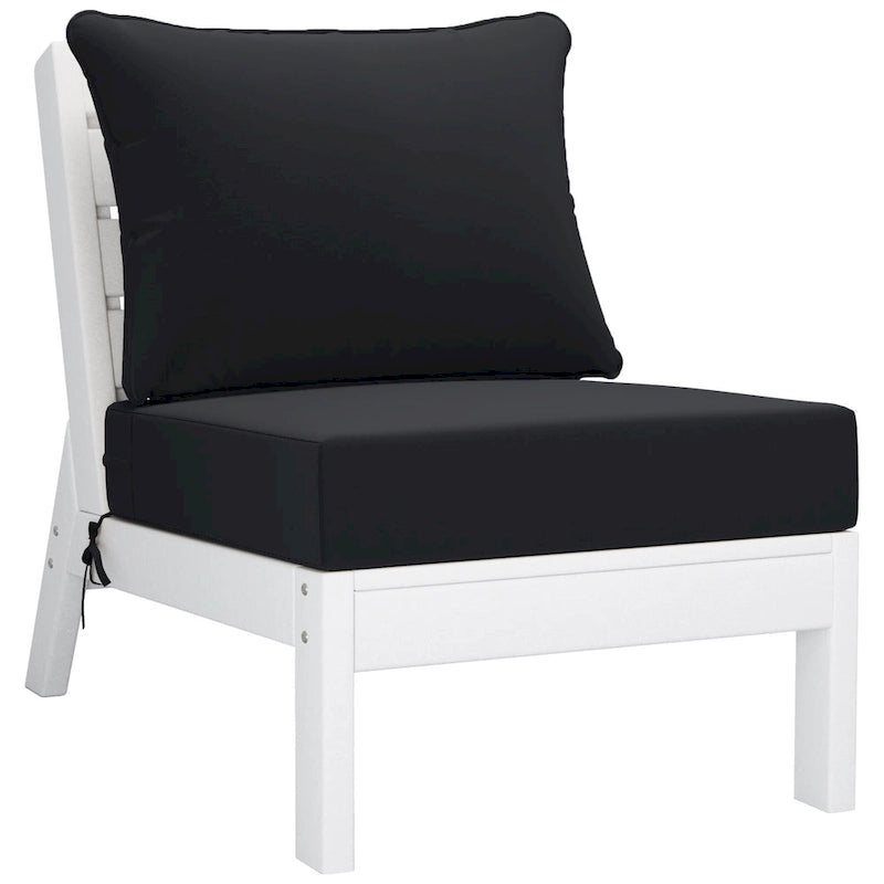 Polytrends Birchwood Sedia da Esterno Senza Braccioli in HDPE Per Tutte le Stagioni, Colore Bianco, Con Cuscini (1 Pezzo)