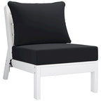 Polytrends Birchwood Sedia da Esterno Senza Braccioli in HDPE Per Tutte le Stagioni, Colore Bianco, Con Cuscini (1 Pezzo)