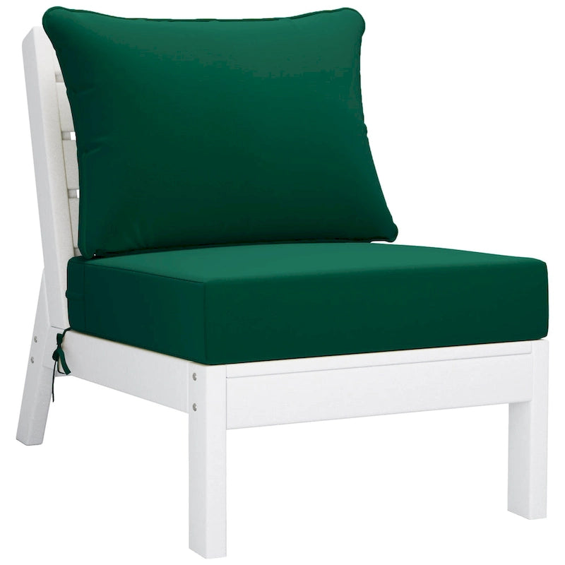 Polytrends Birchwood Sedia da Esterno Senza Braccioli in HDPE Per Tutte le Stagioni, Colore Bianco, Con Cuscini (1 Pezzo)