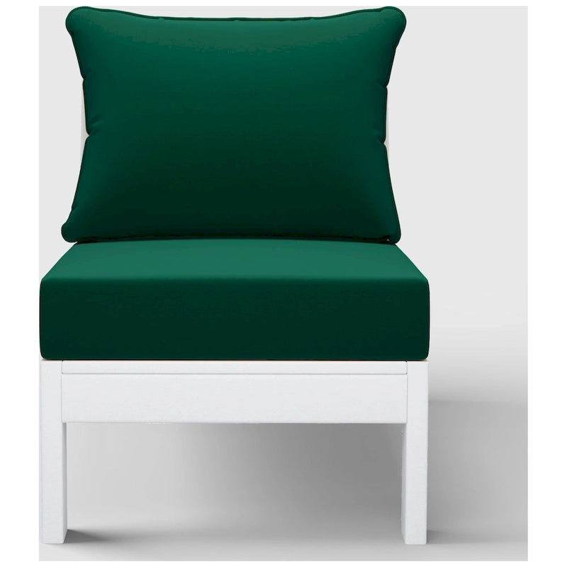 Polytrends Birchwood Sedia da Esterno Senza Braccioli in HDPE Per Tutte le Stagioni, Colore Bianco, Con Cuscini (1 Pezzo)