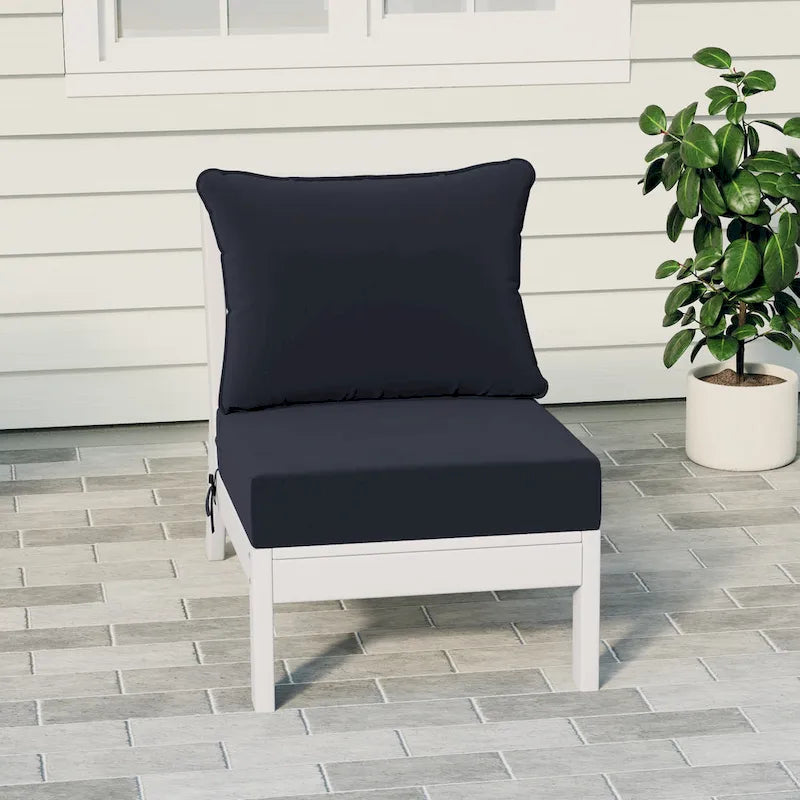 Polytrends Birchwood Sedia da Esterno Senza Braccioli in HDPE Per Tutte le Stagioni, Colore Bianco, Con Cuscini (1 Pezzo)