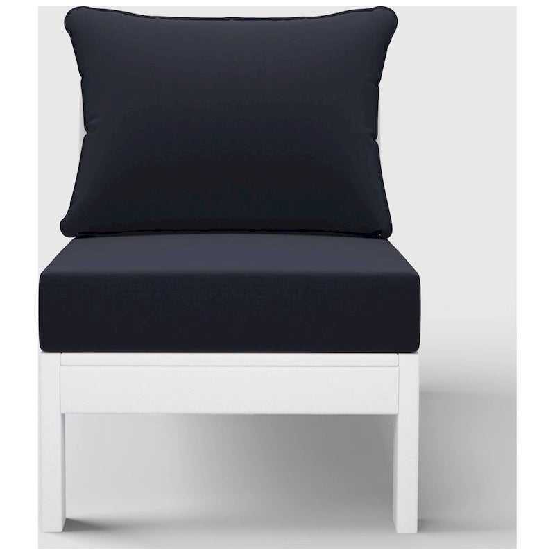 Polytrends Birchwood Sedia da Esterno Senza Braccioli in HDPE Per Tutte le Stagioni, Colore Bianco, Con Cuscini (1 Pezzo)