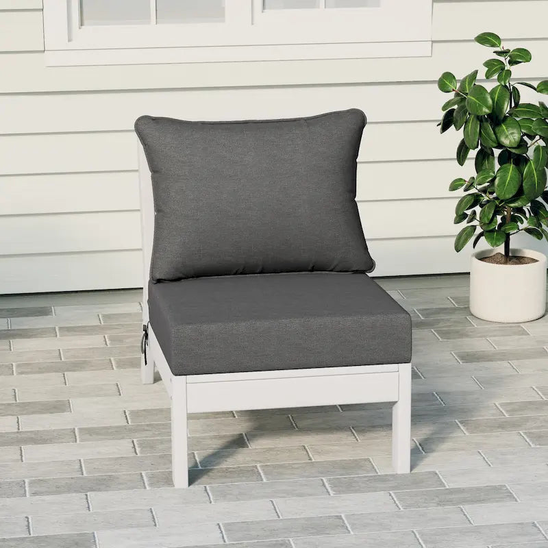 Polytrends Birchwood Sedia da Esterno Senza Braccioli in HDPE Per Tutte le Stagioni, Colore Bianco, Con Cuscini (1 Pezzo)