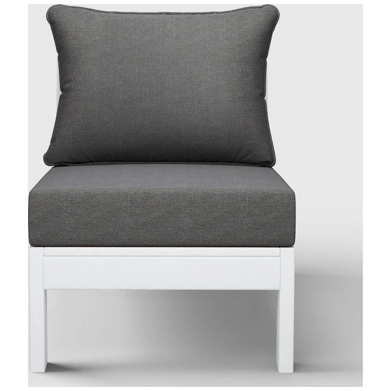 Polytrends Birchwood Sedia da Esterno Senza Braccioli in HDPE Per Tutte le Stagioni, Colore Bianco, Con Cuscini (1 Pezzo)