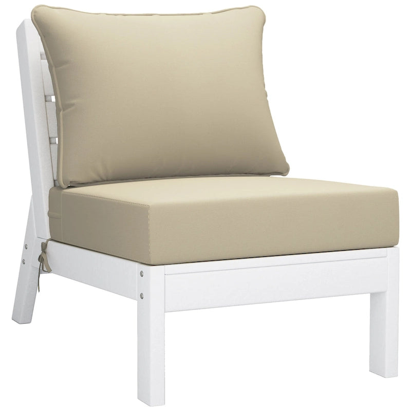 Polytrends Birchwood Sedia da Esterno Senza Braccioli in HDPE Per Tutte le Stagioni, Colore Bianco, Con Cuscini (1 Pezzo)