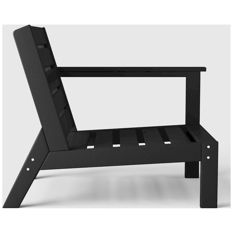 Polytrends Birchwood Sedia da Esterno a Braccio Destro con Cuscini, in HDPE, Resistente alle Intemperie, Nera (1 Pezzo)