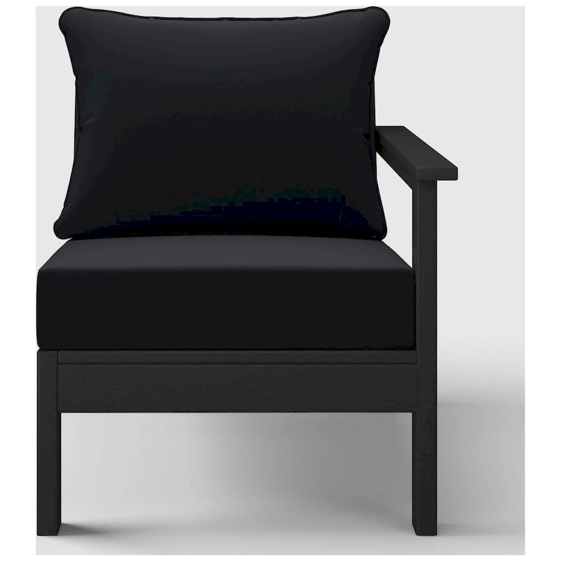 Polytrends Birchwood Sedia da Esterno a Braccio Destro con Cuscini, in HDPE, Resistente alle Intemperie, Nera (1 Pezzo)