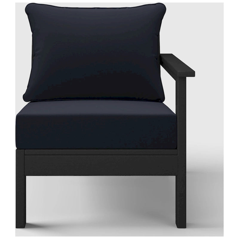 Polytrends Birchwood Sedia da Esterno a Braccio Destro con Cuscini, in HDPE, Resistente alle Intemperie, Nera (1 Pezzo)