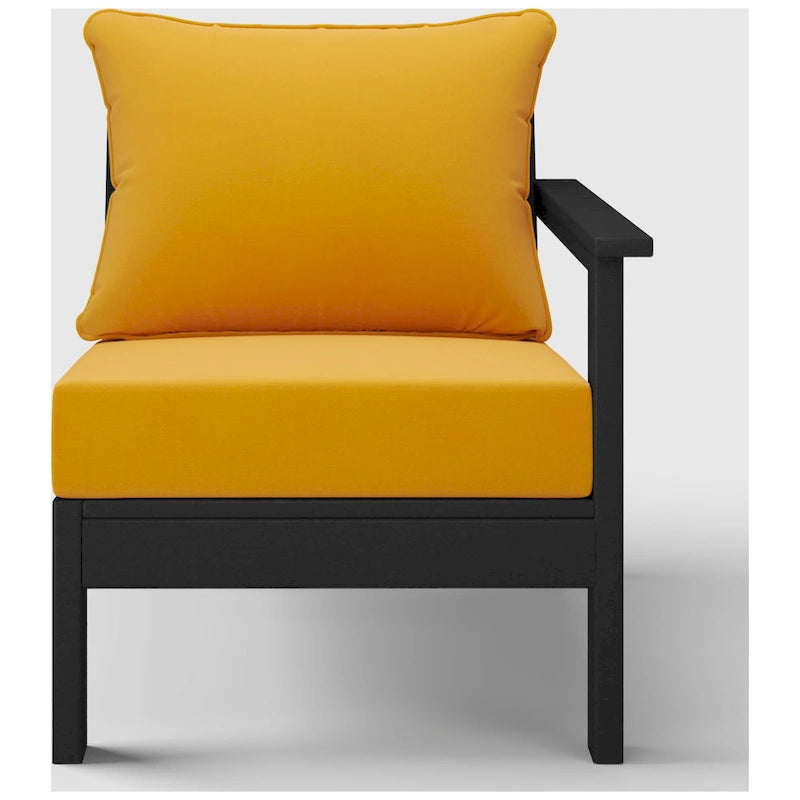 Polytrends Birchwood Sedia da Esterno a Braccio Destro con Cuscini, in HDPE, Resistente alle Intemperie, Nera (1 Pezzo)