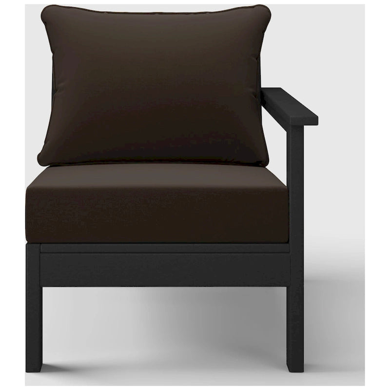 Polytrends Birchwood Sedia da Esterno a Braccio Destro con Cuscini, in HDPE, Resistente alle Intemperie, Nera (1 Pezzo)