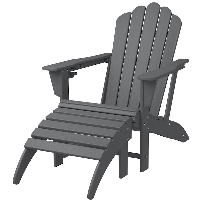 Chaise Adirondack d'extérieur en polyéthylène Polytrends Aderson avec repose-pieds