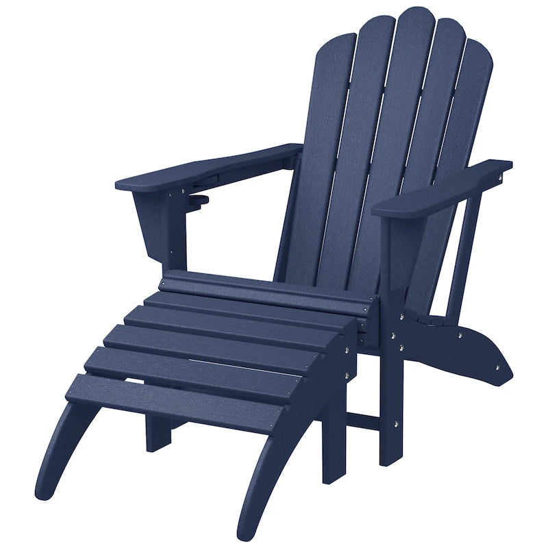 Chaise Adirondack d'extérieur en polyéthylène Polytrends Aderson avec repose-pieds