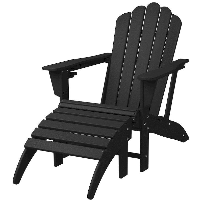 Chaise Adirondack d'extérieur en polyéthylène Polytrends Aderson avec repose-pieds