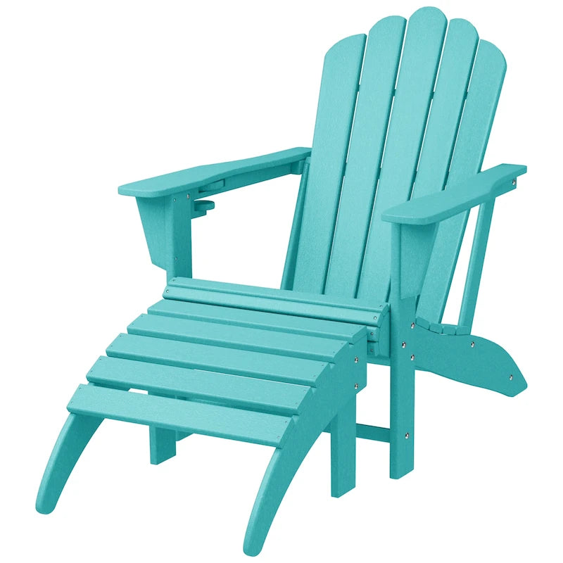 Chaise Adirondack d'extérieur en polyéthylène Polytrends Aderson avec repose-pieds