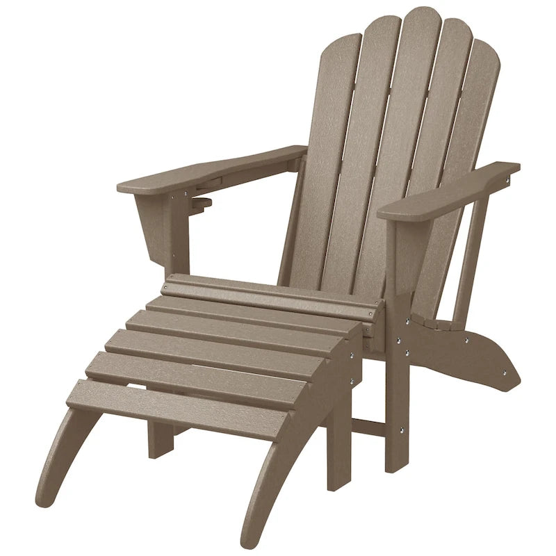 Poltrona Adirondack da esterno in polietilene con pouf Polytrends Aderson