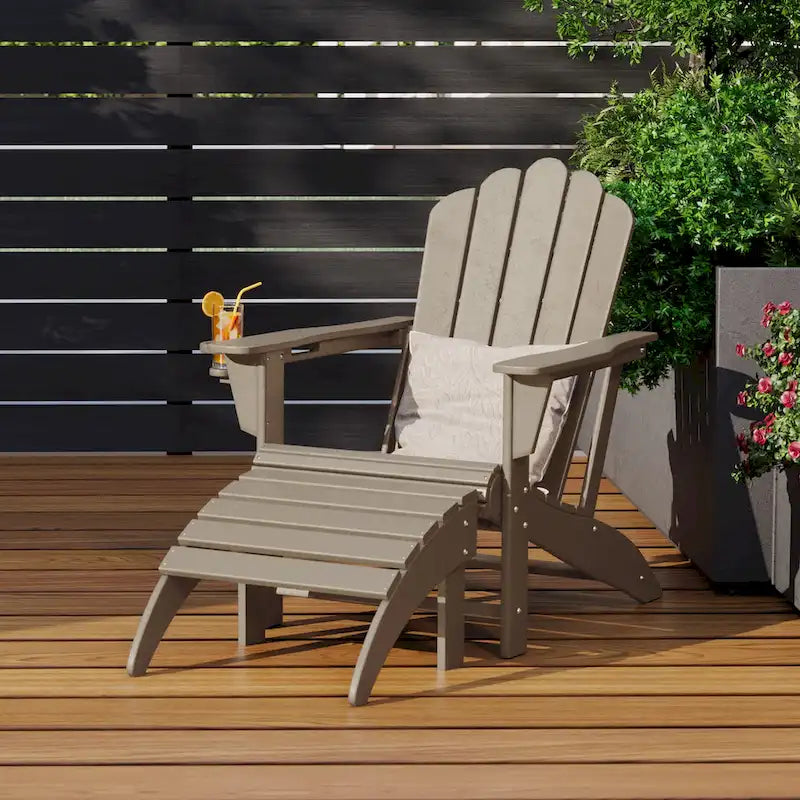 Poltrona Adirondack da esterno in polietilene con pouf Polytrends Aderson