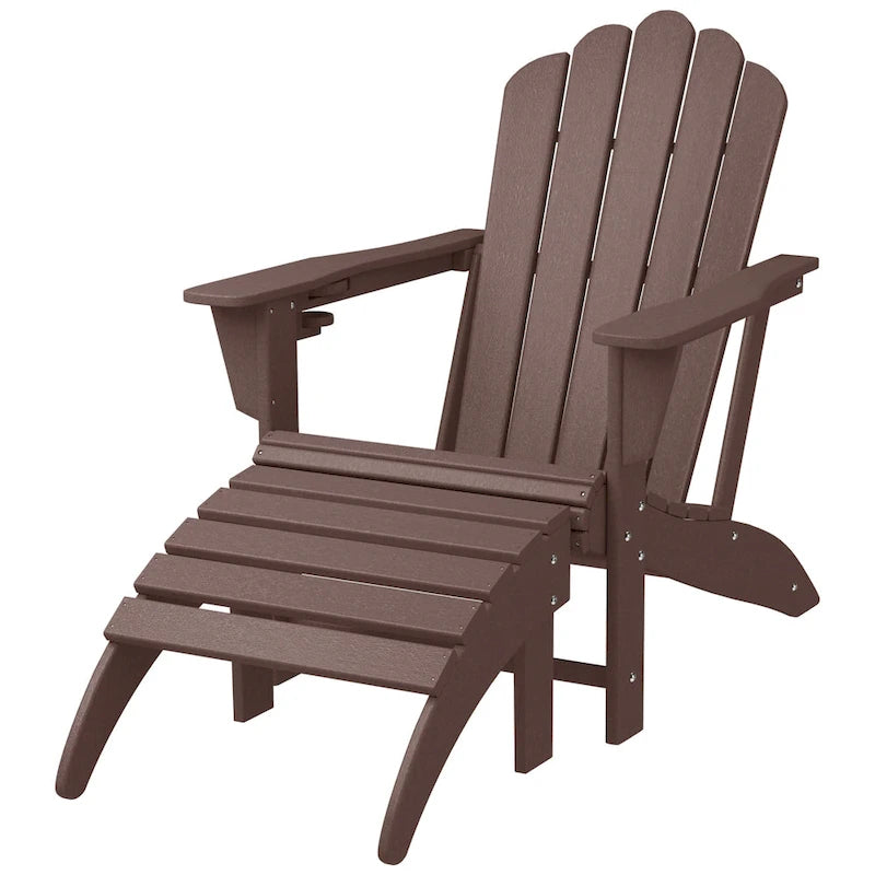 Poltrona Adirondack da esterno in polietilene con pouf Polytrends Aderson