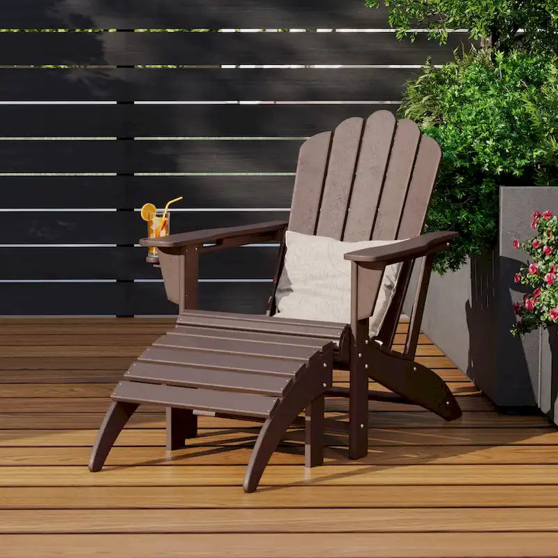 Poltrona Adirondack da esterno in polietilene con pouf Polytrends Aderson