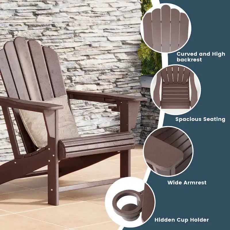 Poltrona Adirondack da esterno in polietilene con pouf Polytrends Aderson