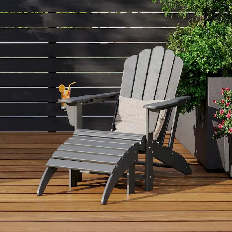 Poltrona Adirondack da esterno in polietilene con pouf Polytrends Aderson
