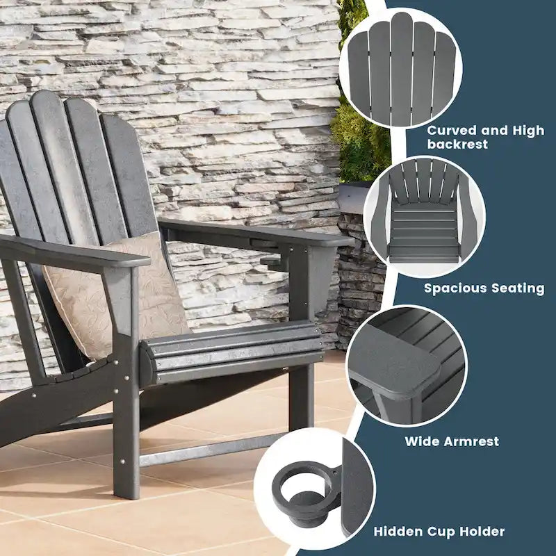 Poltrona Adirondack da esterno in polietilene con pouf Polytrends Aderson
