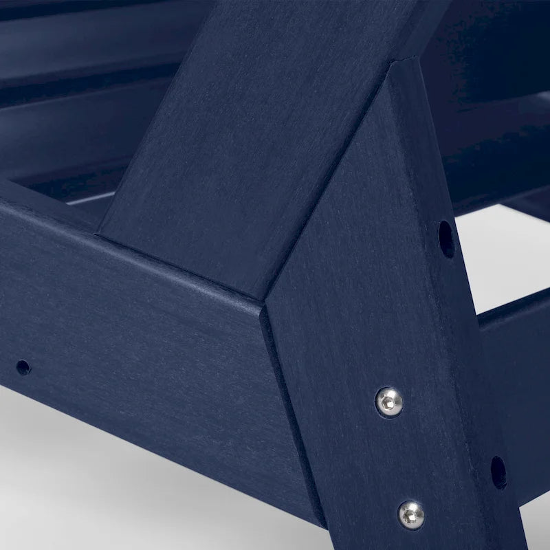 Polytrends Birchwood Sedia da Esterni da Patio con Bracciolo Sinistro, in HDPE, Resistente alle Intemperie, Blu Scuro, con Cuscini (1 Pezzo)