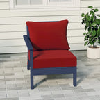 Polytrends Birchwood Sedia da Esterni da Patio con Bracciolo Sinistro, in HDPE, Resistente alle Intemperie, Blu Scuro, con Cuscini (1 Pezzo)