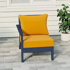 Polytrends Birchwood Sedia da Esterni da Patio con Bracciolo Sinistro, in HDPE, Resistente alle Intemperie, Blu Scuro, con Cuscini (1 Pezzo)
