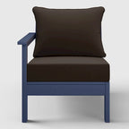 Polytrends Birchwood Sedia da Esterni da Patio con Bracciolo Sinistro, in HDPE, Resistente alle Intemperie, Blu Scuro, con Cuscini (1 Pezzo)