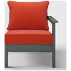 Polytrends Birchwood Sedia da Esterno a Braccio Destro con Cuscini, in HDPE, per Tutte le Stagioni, Colore Grigio (1 Pezzo)