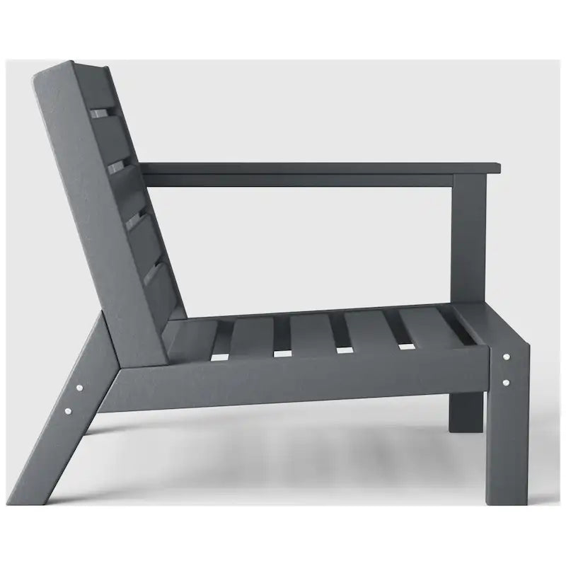 Polytrends Birchwood Sedia da Esterno a Braccio Destro con Cuscini, in HDPE, per Tutte le Stagioni, Colore Grigio (1 Pezzo)