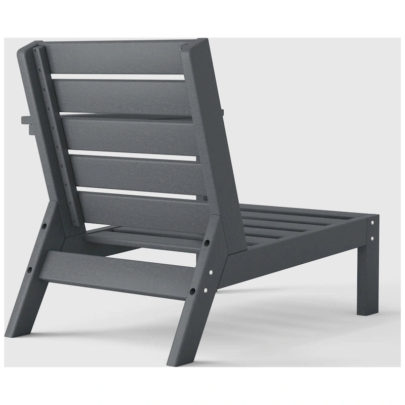 Polytrends Birchwood Sedia da Esterno a Braccio Destro con Cuscini, in HDPE, per Tutte le Stagioni, Colore Grigio (1 Pezzo)
