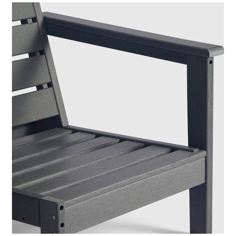 Polytrends Birchwood Sedia da Esterno a Braccio Destro con Cuscini, in HDPE, per Tutte le Stagioni, Colore Grigio (1 Pezzo)