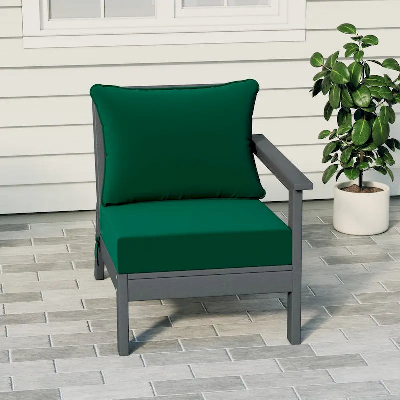 Polytrends Birchwood Sedia da Esterno a Braccio Destro con Cuscini, in HDPE, per Tutte le Stagioni, Colore Grigio (1 Pezzo)