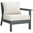 Polytrends Birchwood Sedia da Esterno a Braccio Destro con Cuscini, in HDPE, per Tutte le Stagioni, Colore Grigio (1 Pezzo)
