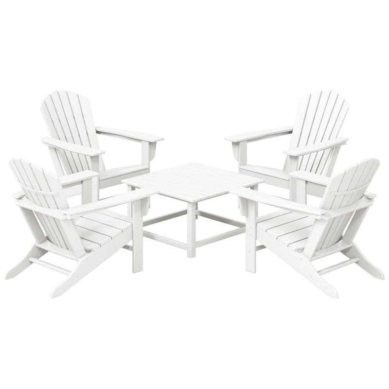 Polytrends Altura Outdoor 5-Piece Adirondack Chair With Square Coffee Table Conversation Set