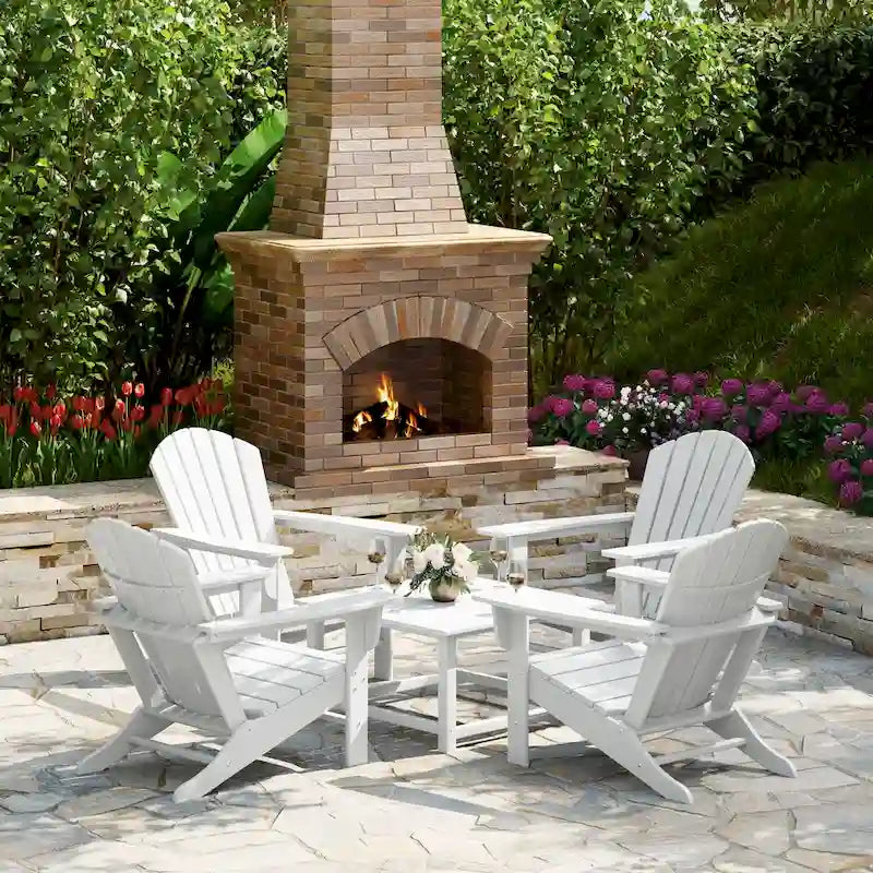 Set conversazione Polytrends Altura da esterno a 5 pezzi, con sedie Adirondack e tavolino da caffè quadrato