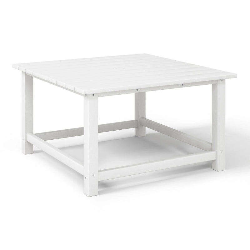 Set conversazione Polytrends Altura da esterno a 5 pezzi, con sedie Adirondack e tavolino da caffè quadrato