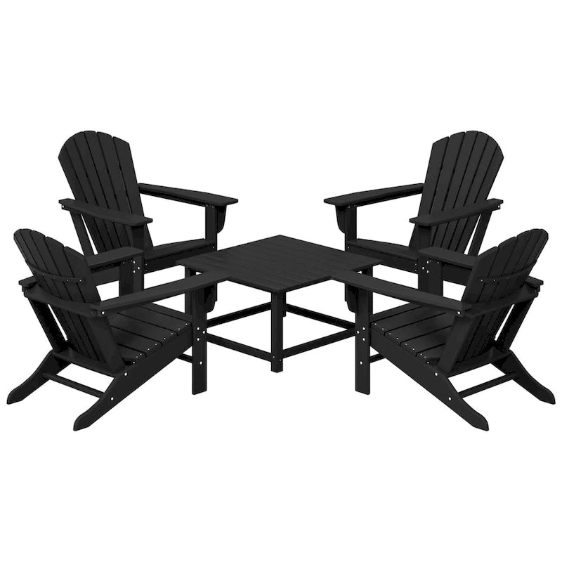 Set conversazione Polytrends Altura da esterno a 5 pezzi, con sedie Adirondack e tavolino da caffè quadrato
