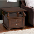 HomeRoots Tavolino Quadrato in Legno Massello Marrone con Due Cassetti e Ripiano - 26" X 26" X 28"